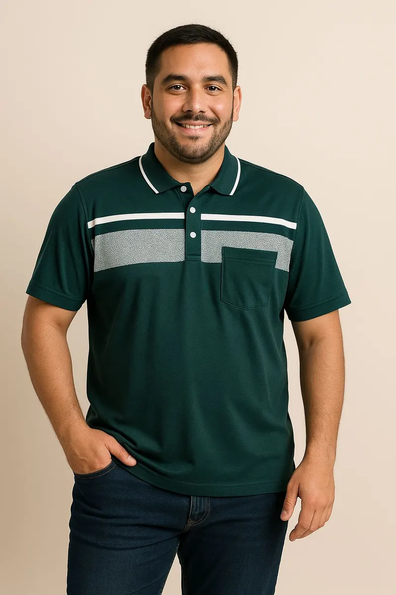Polo con Franja Estampada